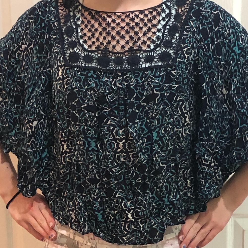 Blue and Green Blouse